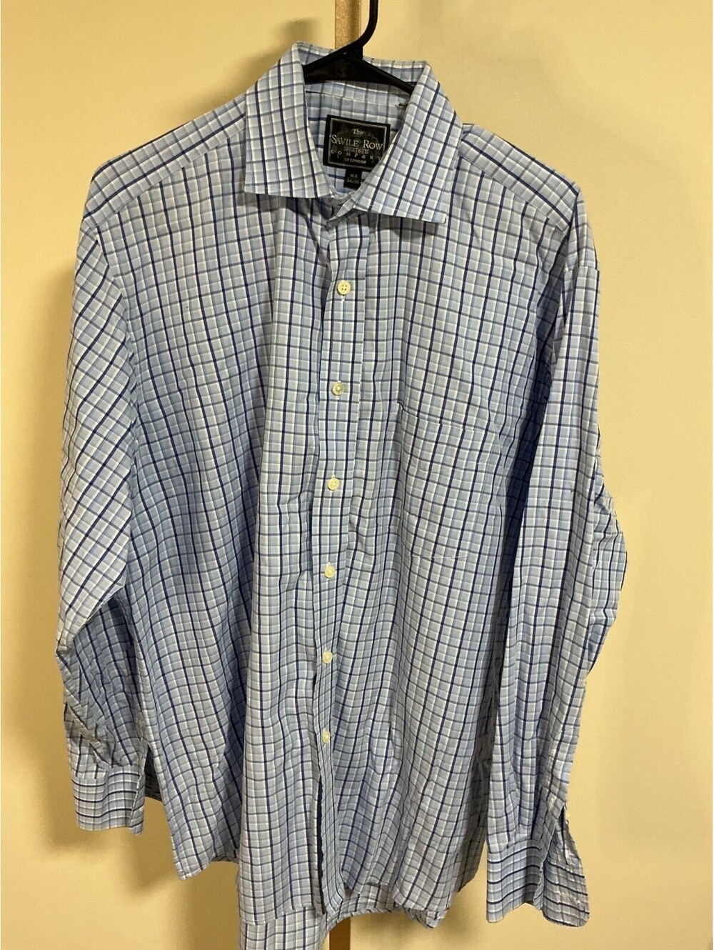 Savile Row Co. of London Mens Blue Dress Shirt 16.5 Long Sleeve 100% Cotton #194